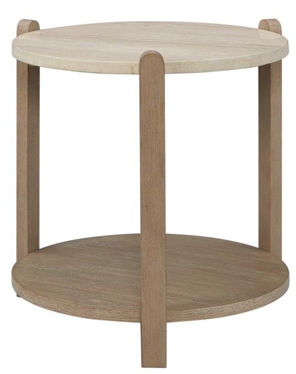 Bernards Trilogy Beige End Table with Toffee Base-2