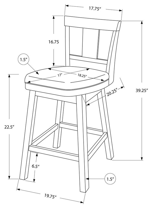 Monarch Specialties Inc. Set of 2 Grey/White Bar Stools-2