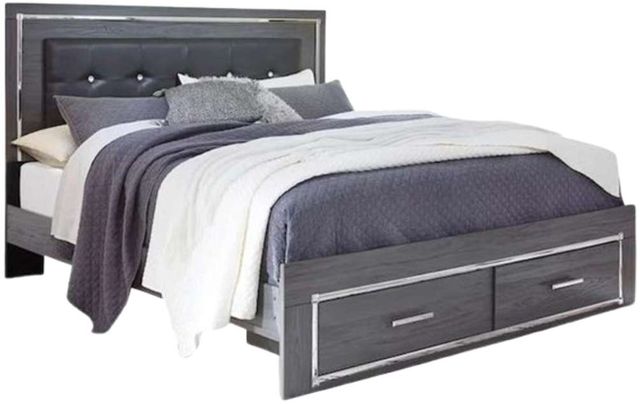 Signature Design by Ashley® Lodanna Gray King Storage Upholstered Panel Bed-0