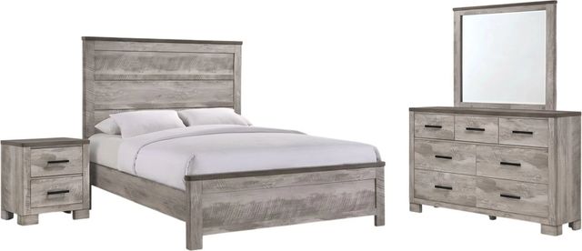 Elements International Millers Cove 4-Piece Gray Queen Panel Bedroom Set-0