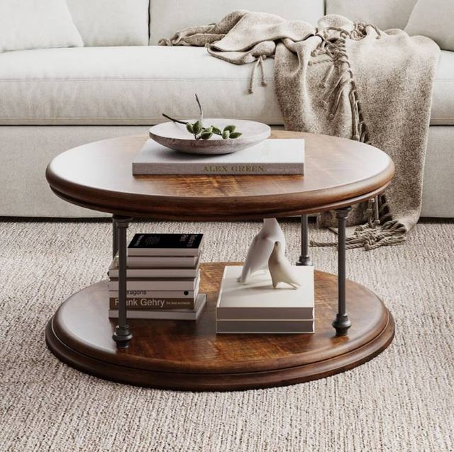 Jofran Inc. Larson Brown Round Cocktail Table-1
