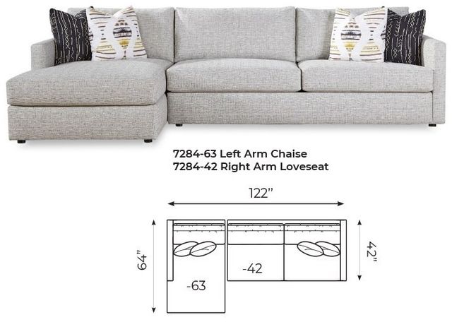 Huntington House 2-Piece Left-Arm Facing Loveseat Sectional and Chaise-1