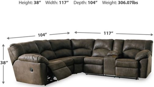 Signature Design by Ashley® Tambo 2-Piece Canyon Left-Arm Facing Manual Reclining Sectional-3