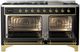 Ilve® Majestic III 60" Glossy Black Pro Style Dual Fuel Liquid Propane Range with Solid Door and Brass Trim-4