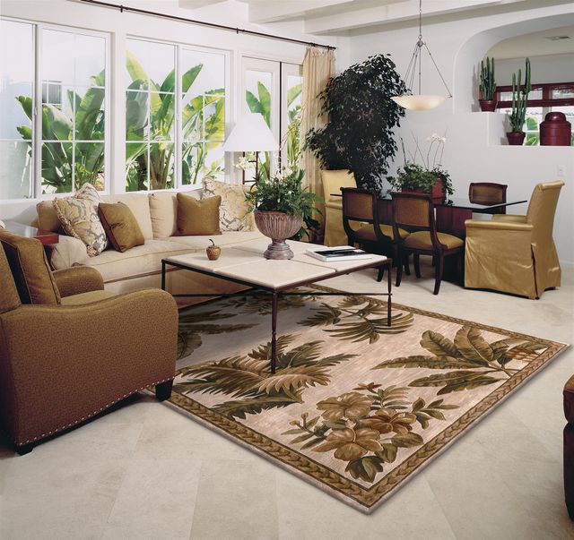 KAS Rugs Sparta Ivory Tropical Oasis 5'x8' Rug-1