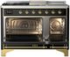 Ilve® Majestic III 48" Glossy Black Pro Style Dual Fuel Natural Gas Range with French Top and Brass Trim-1