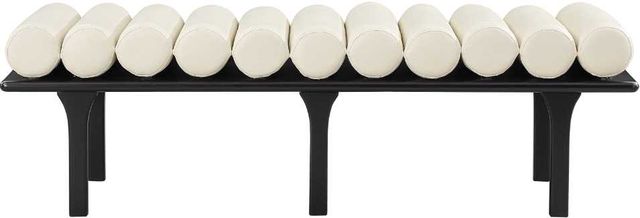 Meridian Furniture Landon Cream/Black Vegan Leather Bench-0