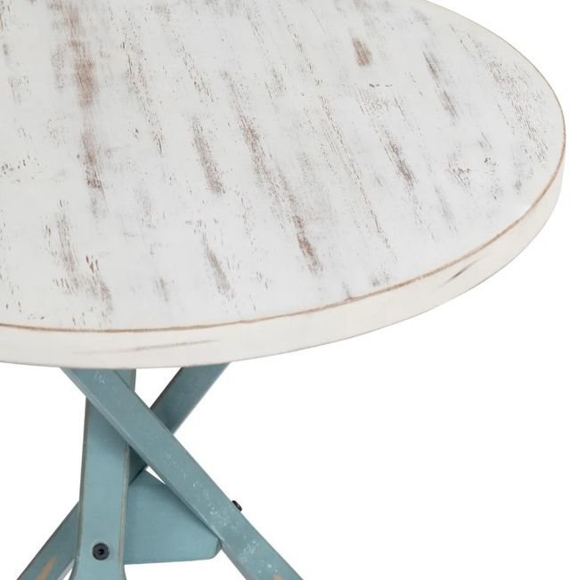 Crestview Collection Chesapeake Distressed White Accent Table with Aqua Base-1