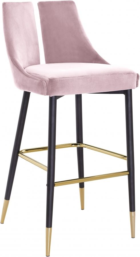 Meridian Furniture Sleek Pink Velvet Bar Stool-0