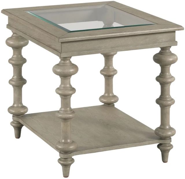 Hammary® Tigbee-Hamilton Glass Top Rectangular End Table with Timberwolf Base-0