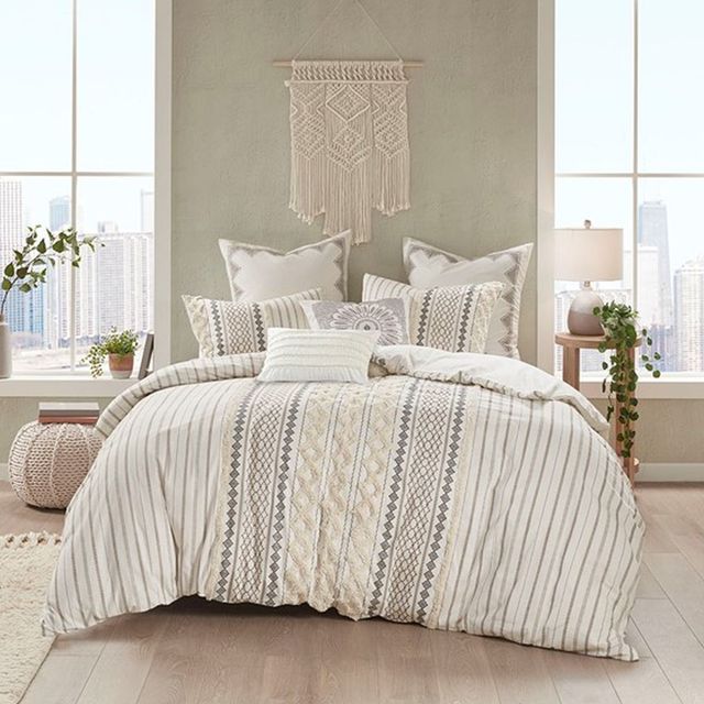 Olliix by INK+IVY Ivory Full/Queen Imani Cotton Comforter Mini Set-1