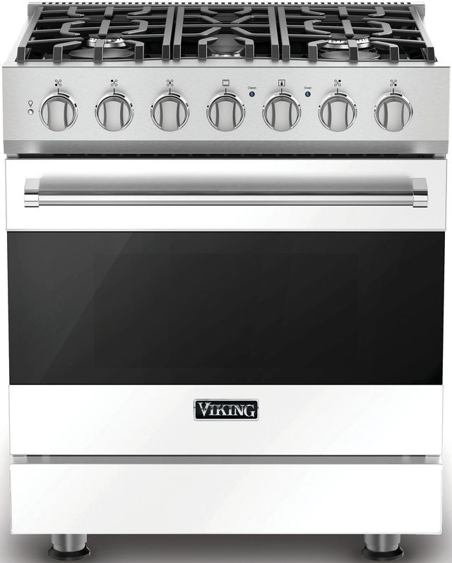 Viking® 3 Series 30" White Freestanding Natural Gas Range-0