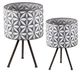 A & B Home 2-Piece Gray Planter on Stand Set-0
