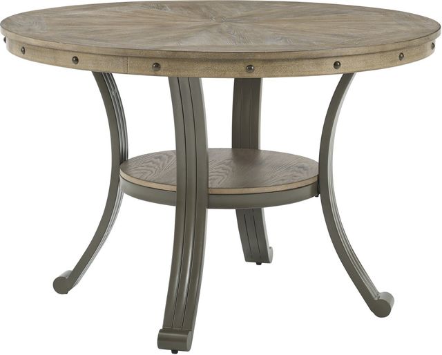 Powell® Franklin Gray Dining Table with Pewter Frame-0