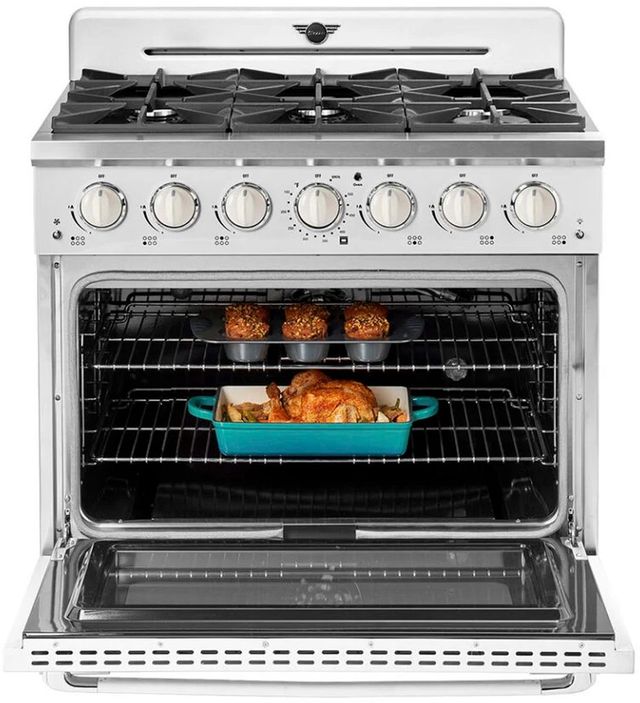 Unique® Appliances Classic Retro 36" Marshmallow White Pro Style Gas Range-4