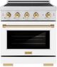 ZLINE Autograph Edition Paramount 30" Stainless Steel Pro Style Induction Range with White Matte Door & Polished Gold Accents-0