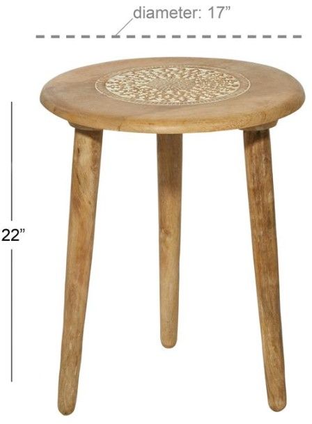 Deco Marche Brown Floral Handmade Brown Side Table-3