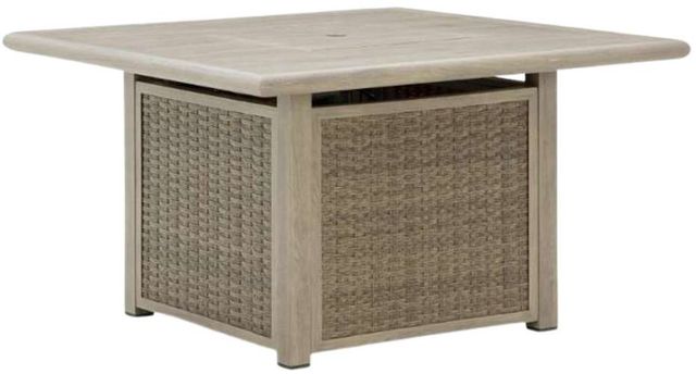 Signature Design by Ashley® Carisbo Beige Aluminum/Resin Square Outdoor Fire Pit Table-2