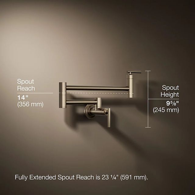 KOHLER® Vibrant Brushed Bronze Wall-Mount Pot Filler-2