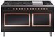Ilve® Nostalgie II Noblesse 60'' Glossy Black Pro Style Dual Fuel Range with Copper Trim-0