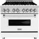 ZLINE 36" Stainless Steel Pro Style Dual Fuel Range with White Matte Door-0