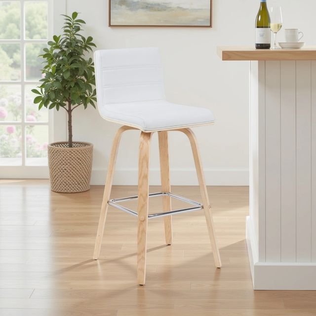 Armen Living Vienna 2-Piece Oak/White Swivel Barstool Set-1