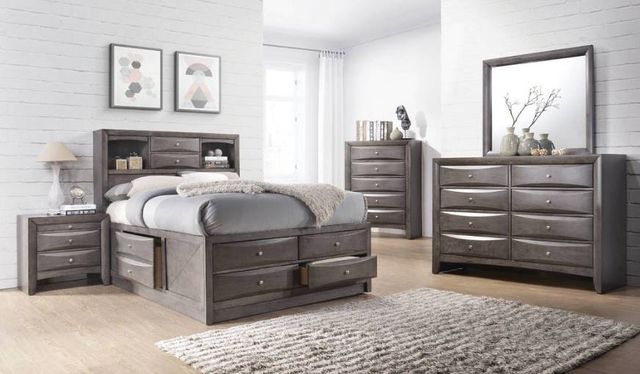 American Wholesale Furniture Emily Gray King Bookcase Storage Bed-1