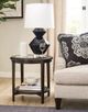 Hammary® Whitaker Glass Top Round End Table with Black Denim Base-1