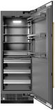 ZLINE Autograph Edition 30 in. 16.7 Cu. Ft. Column Refrigerator in Black Stainless Steel with Graphite Gray Interior and Polished Gold Accents-1