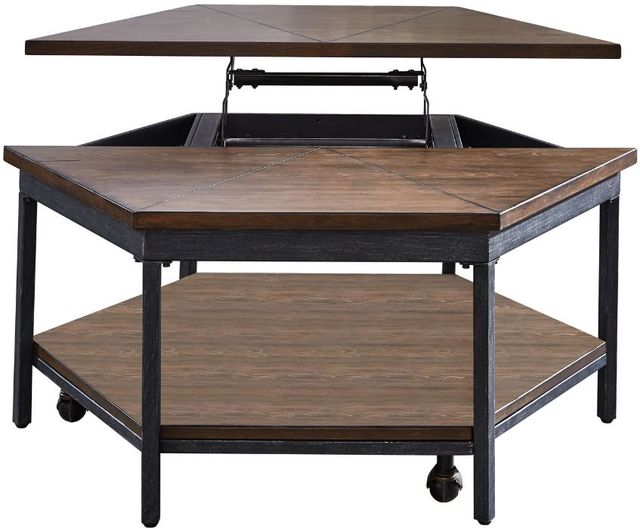 Steve Silver Co. Ultimo Mocha Hexagon Lift-Top Cocktail Table with Black Base-4