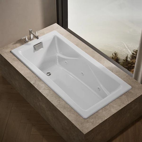 KOHLER® Tea-For-Two® White 71.75" X 36" Drop-In/Undermount Whirlpool Bath with Multiple Pump Location-2