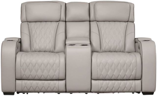 Signature Design by Ashley® Boyington Gray Power Reclining Loveseat with Console-1