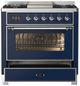 Ilve® Majestic III 36" Midnight Blue Pro Style Dual Fuel Liquid Propane Range with 6 Black Brass Burners and Chrome Trim-2