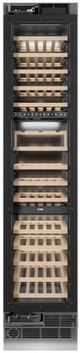 ZLINE Autograph Edition 18 in. 9 Cu. Ft. Panel Ready Left Hinge Triple Zone Column Wine Cooler with Matte Black Accents-1