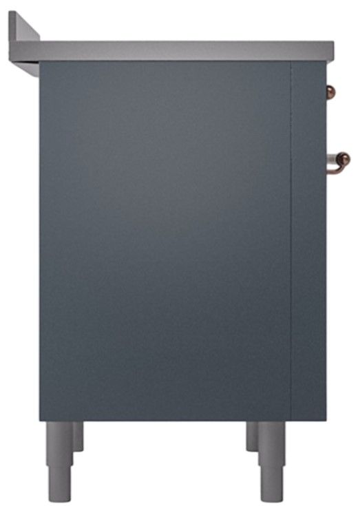 Ilve® Nostalgie II Noblesse 36'' Blue Gray Pro Style Induction Range with Copper Trim-2