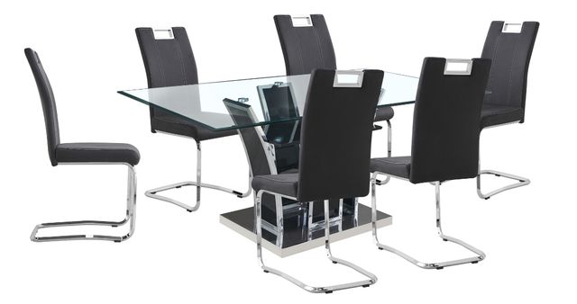 Mazin Furniture Betmar Glass Top Dining Table with Chrome Base-2