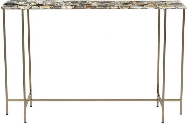 Moe's Home Collection Agate Natural Stone Top Console Table with Brass Iron Frame-1