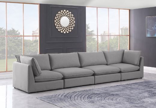 Meridian Furniture Mackenzie Grey 160" Linen Fabric Modular Sofa-2
