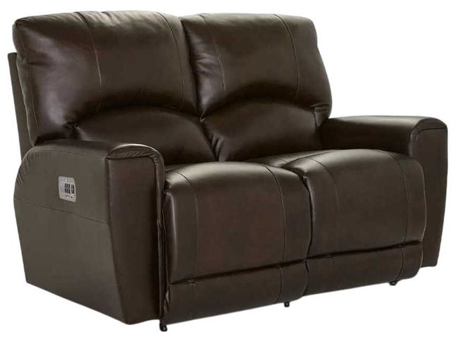 La-Z-Boy® Cassian Dark Chocolate Leather Power Reclining Loveseat with Headrest and Lumbar-0
