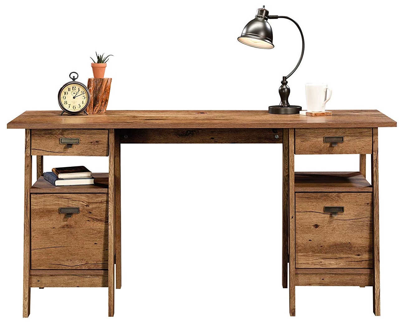 Sauder trestle executive desk vintage oak discount