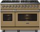 Viking® 5 Series 48" Golden Hour Pro Style Dual Fuel (LP) Range with Brushed Brass Trim-2