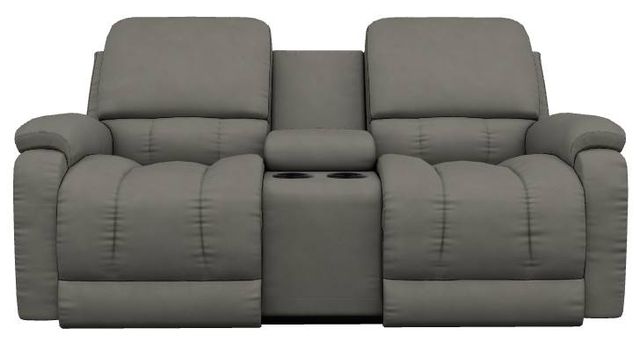 La-Z-Boy® Greyson Blue Grey Leather Power Reclining Loveseat with Console and Headrest-1
