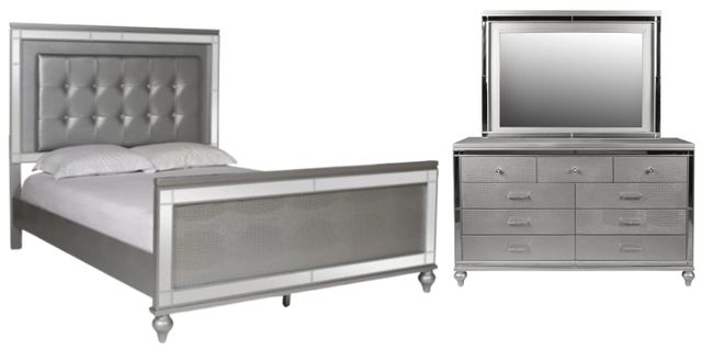 American Wholesale Furniture Valentino 3-Piece Silver Queen Bedroom Set-0