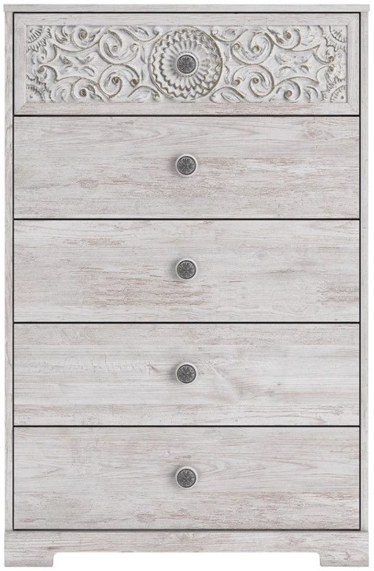 Signature Design by Ashley® Paxberry Whitewash 5-Drawers Chest of Drawers-1