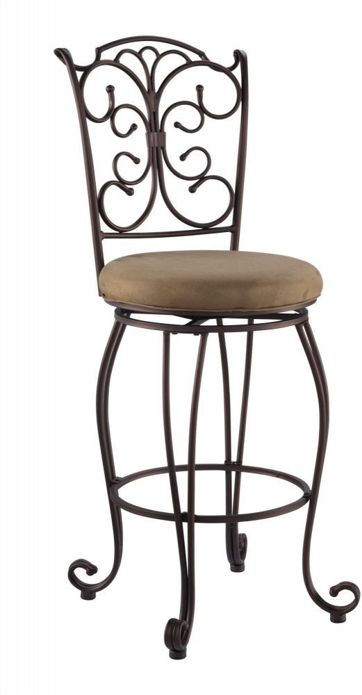 Linon Gathered Back Brown Bar Stool-0