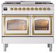 Ilve® Nostalgie II Noblesse 40'' White Pro Style Dual Fuel Range with Brass Trim-1