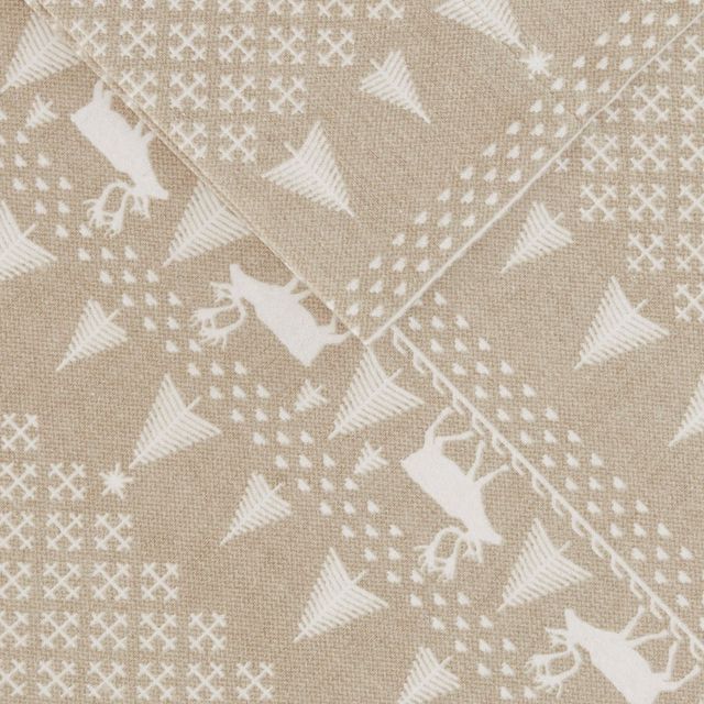 Olliix by Woolrich Tan Winter Frost Queen Flannel Cotton Sheet Set-3