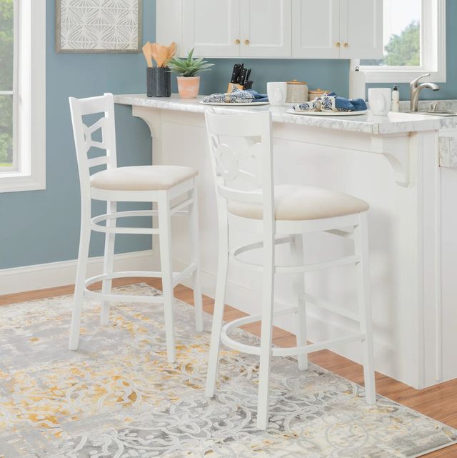 Linon Tracey 2-Piece Beige/White Upholstered Bar Stool-1