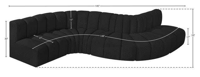 Meridian Furniture Arc 6-Piece Black Sectional-3