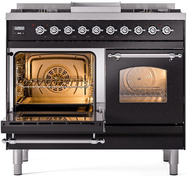 Ilve® Nostalgie II Series 40" Glossy Black Pro Style Dual Fuel Range-2